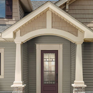 Close up of the exterior trim on a home's front porch
